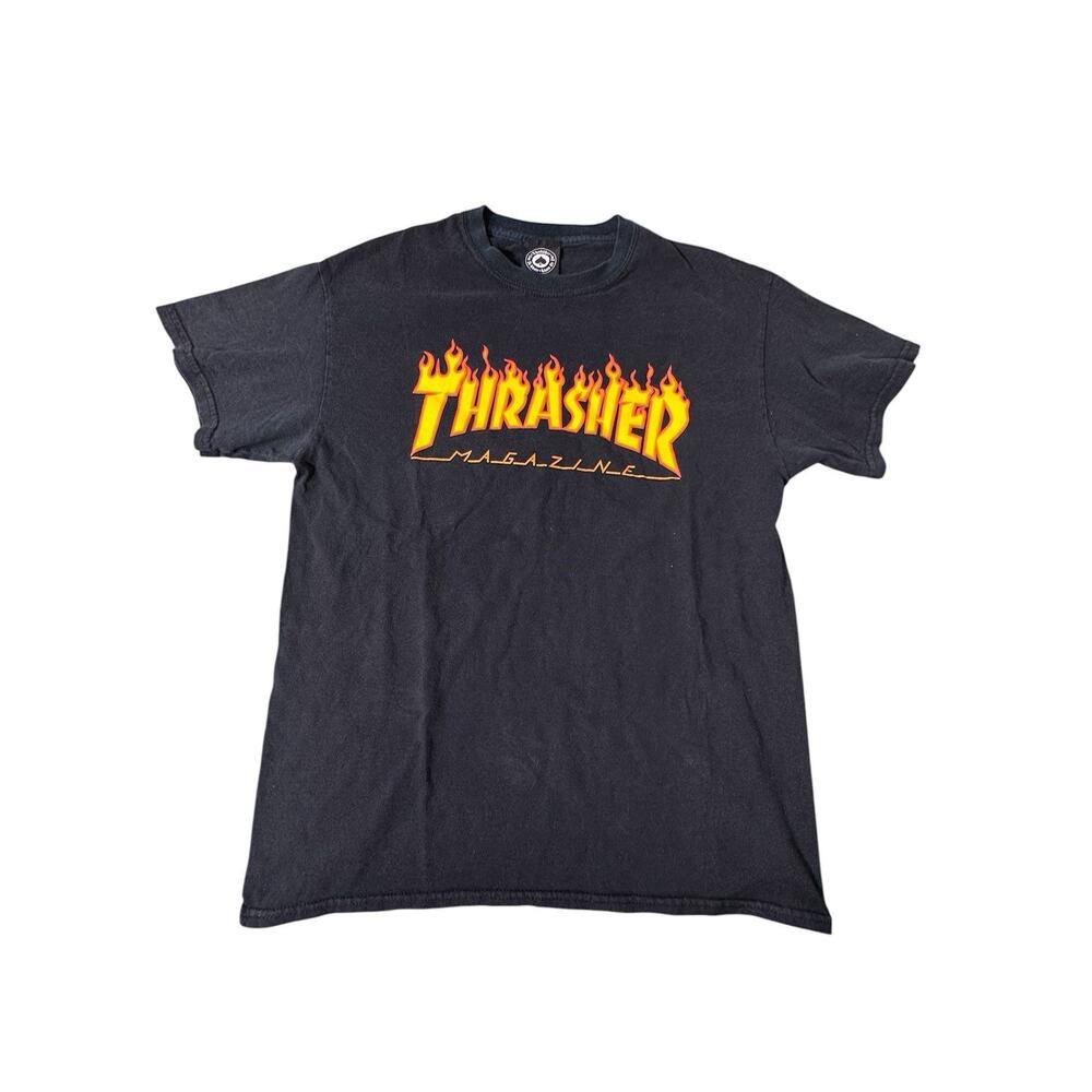 Thrasher Magazine Men's Short Sleeve T-Shirt Flame Logo, Size Medium